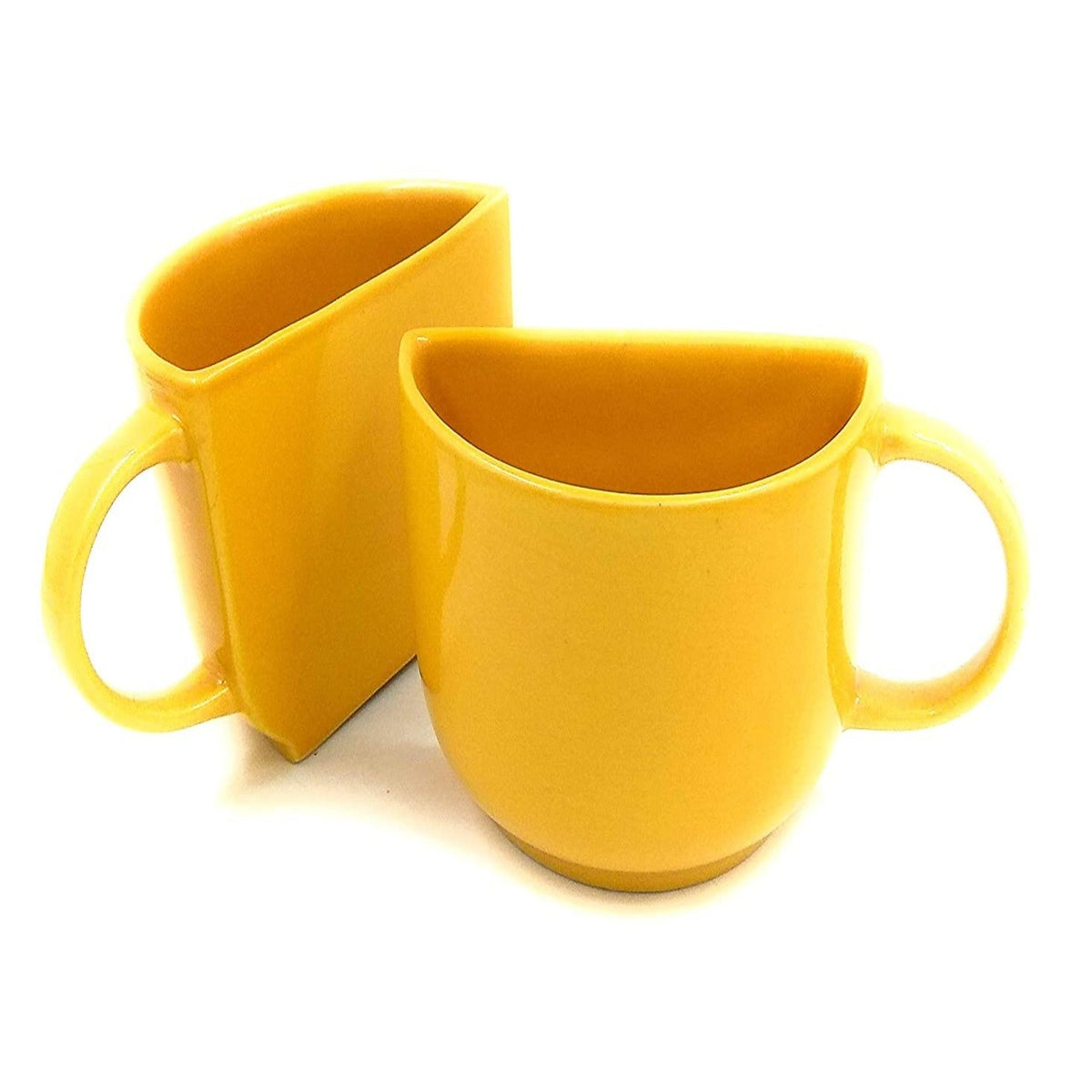 Unique Ceramic Coffee Mugs Cum Half Tea Cups (Set of 2) (Yellow)