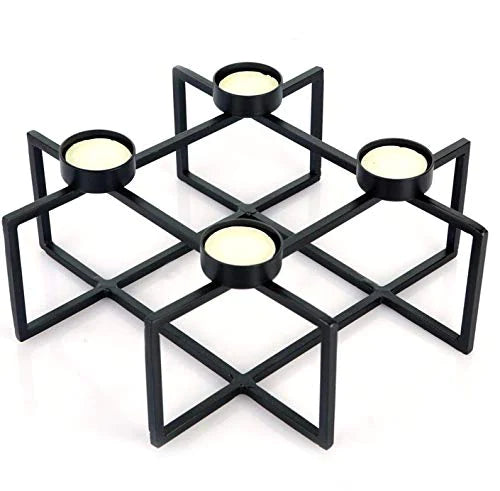 Tealight Holder for Home, Black Geometrical Tealight Holder - TL-4
