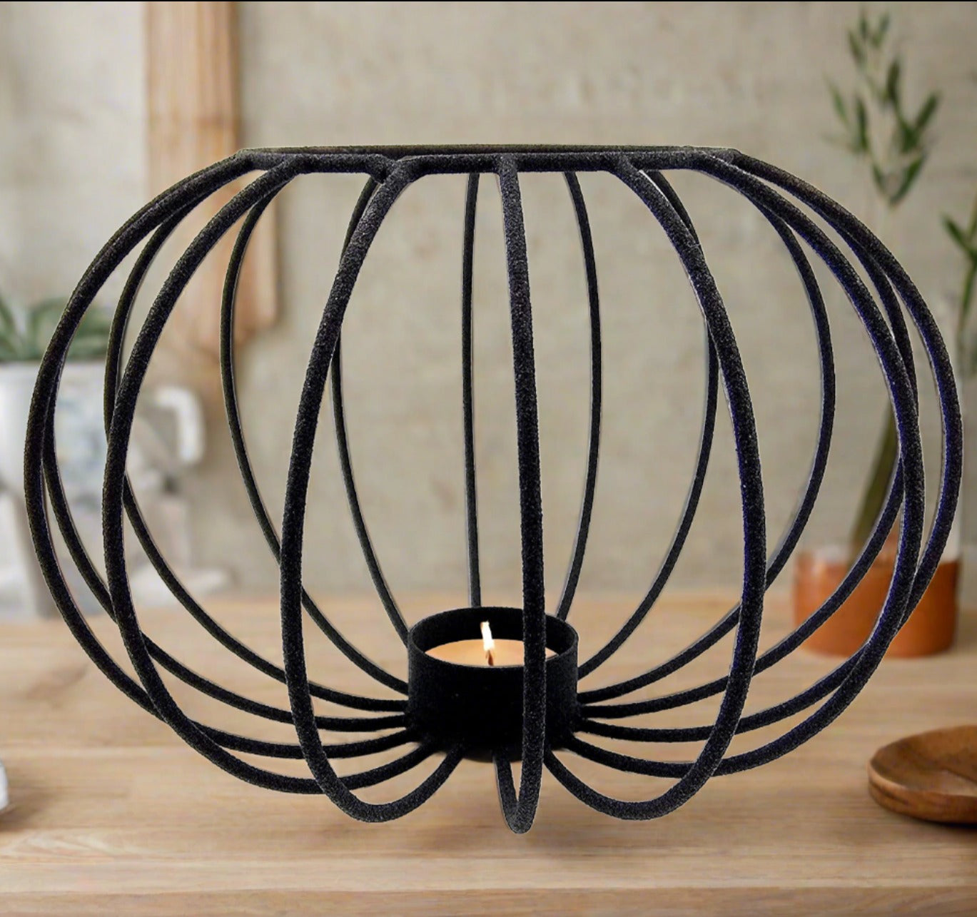 Black Tealight Stand, Matte Finish Candle Holder - PUMB