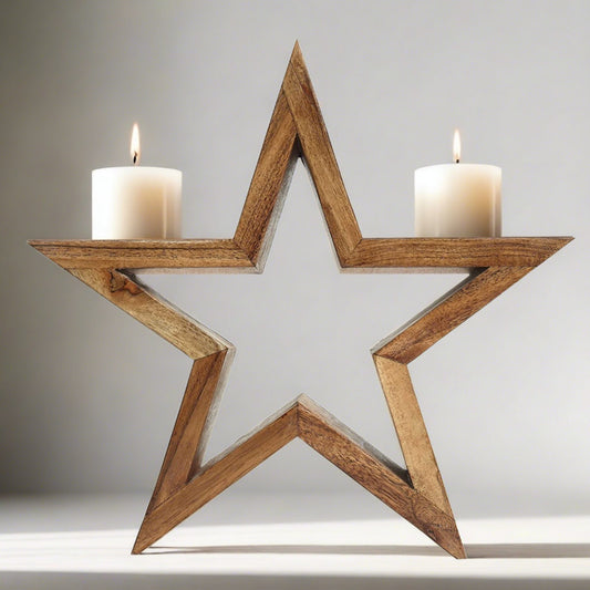 Wooden candle stand - Star