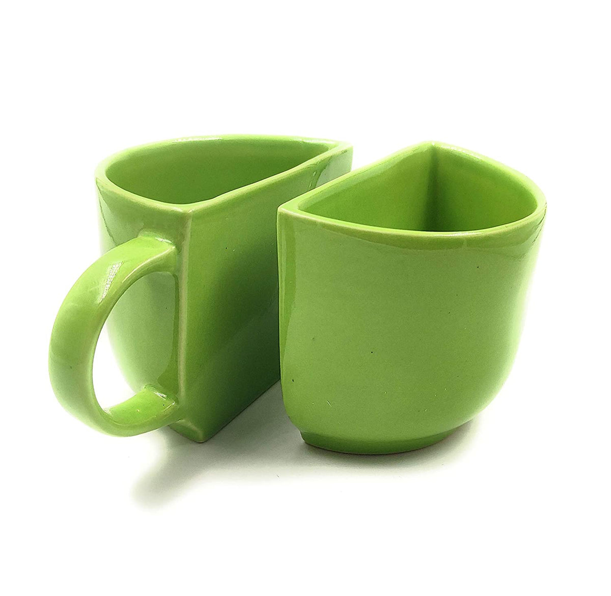 Unique Ceramic Coffee Mugs Cum Half Tea Cups (Set Of 2, Green)