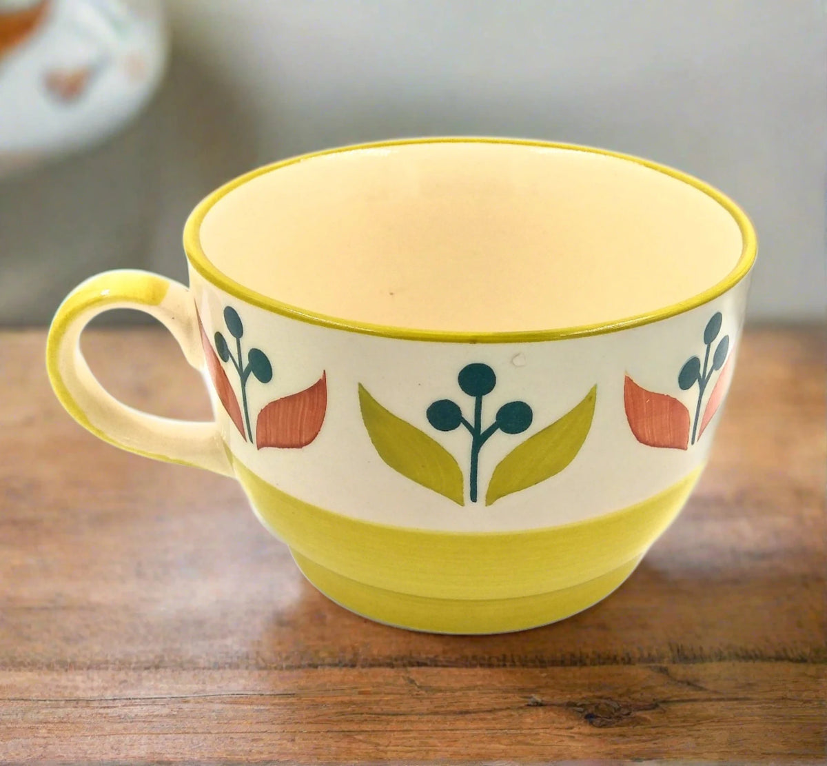 Ceramic Soup/Milk/Coffee Mug Cup (Yellow Floral)