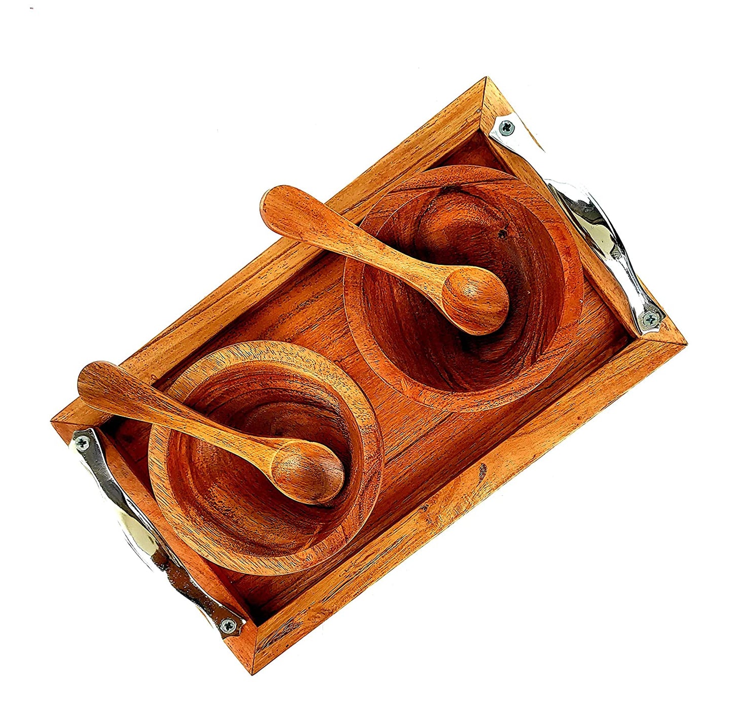 Wooden Bowl Set with Tray & Spoon