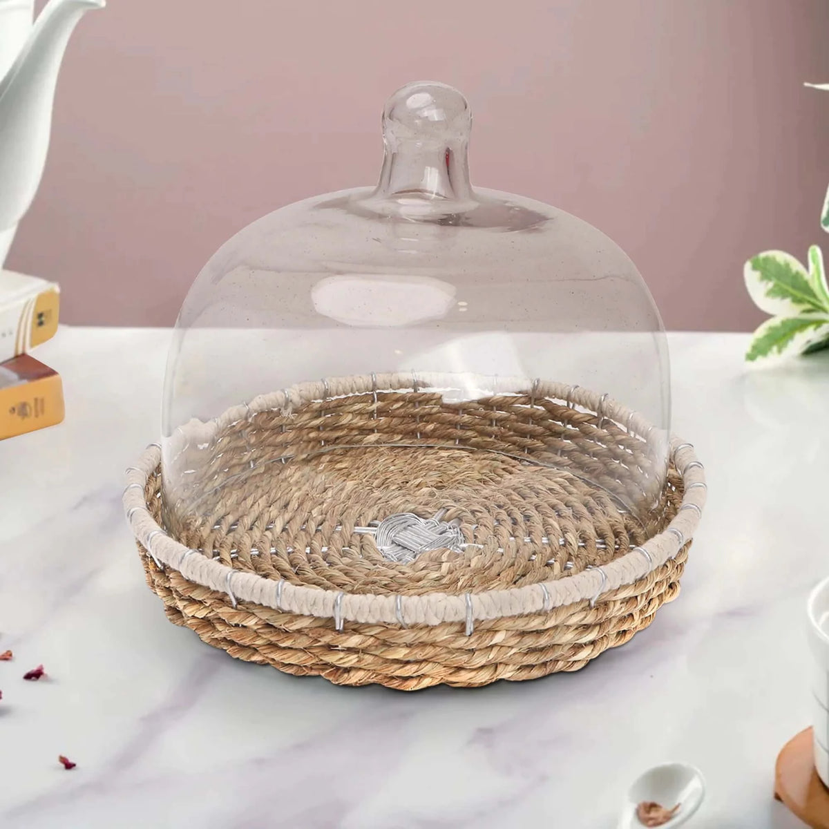 Cake dome with Wicker Base - JT