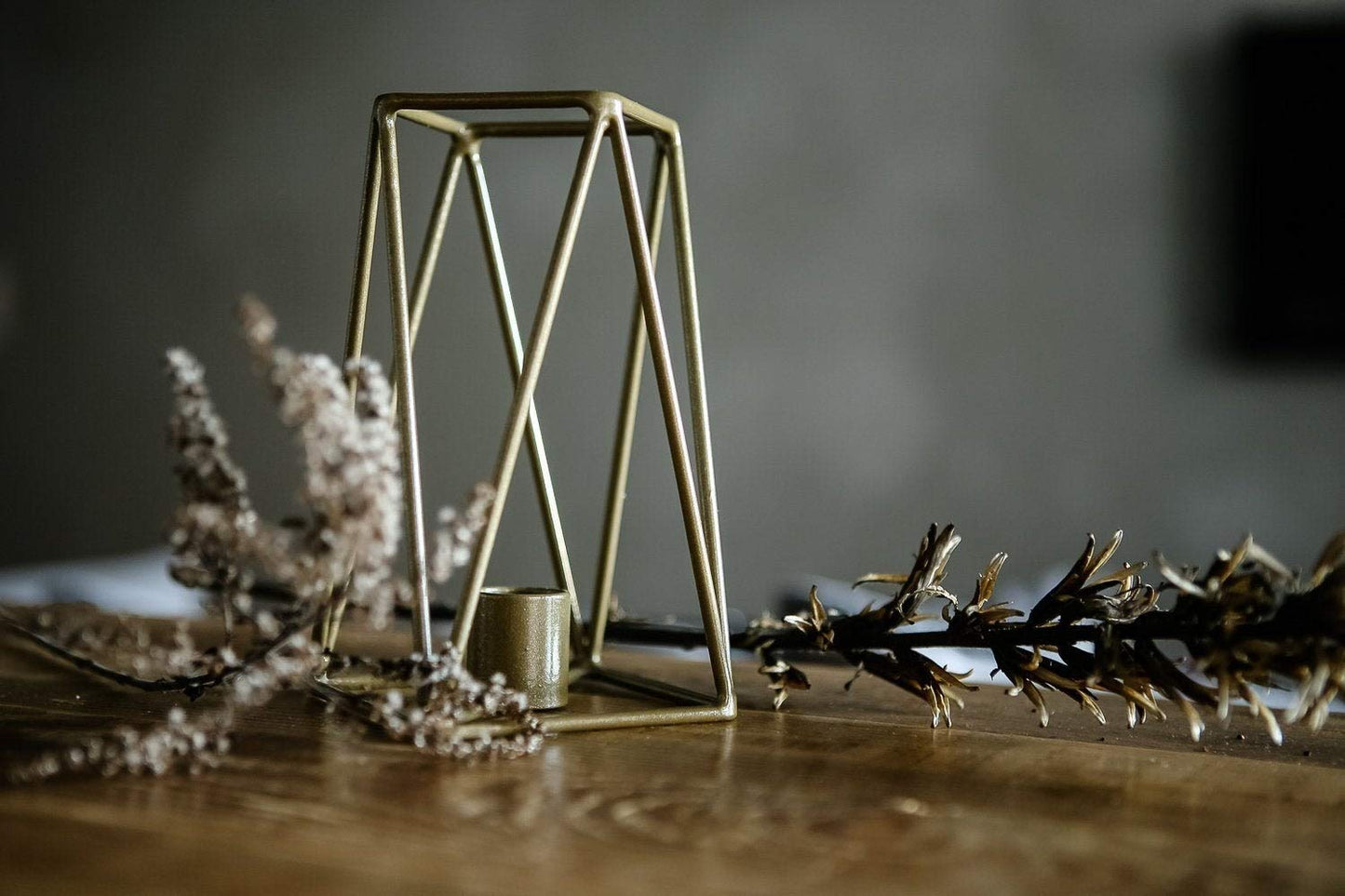 Stylish Geometric Candle Holder for Decor - Candle Holder Golden -GS Set of 2