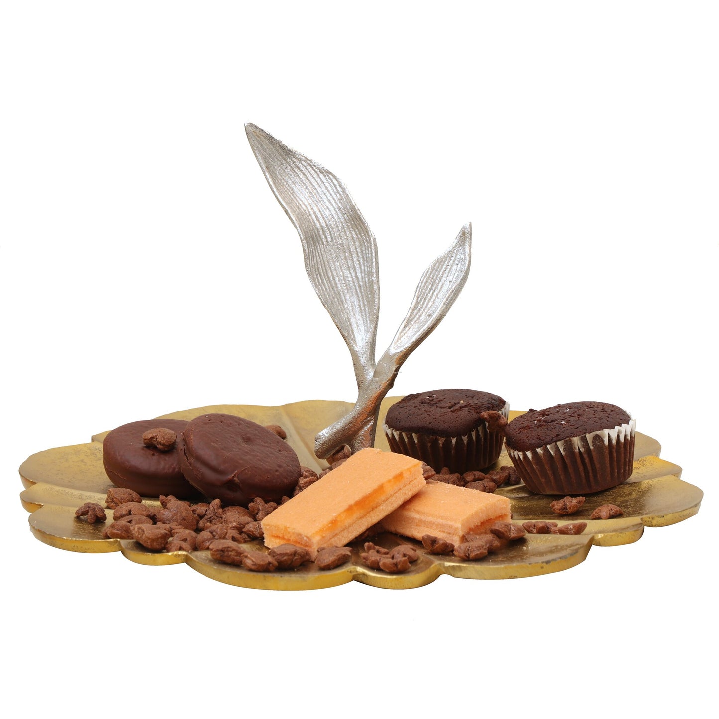 Aluminium Metal Platter in Gold Finish - Serving Tray ,Snack Tray, Gift Item - Raw