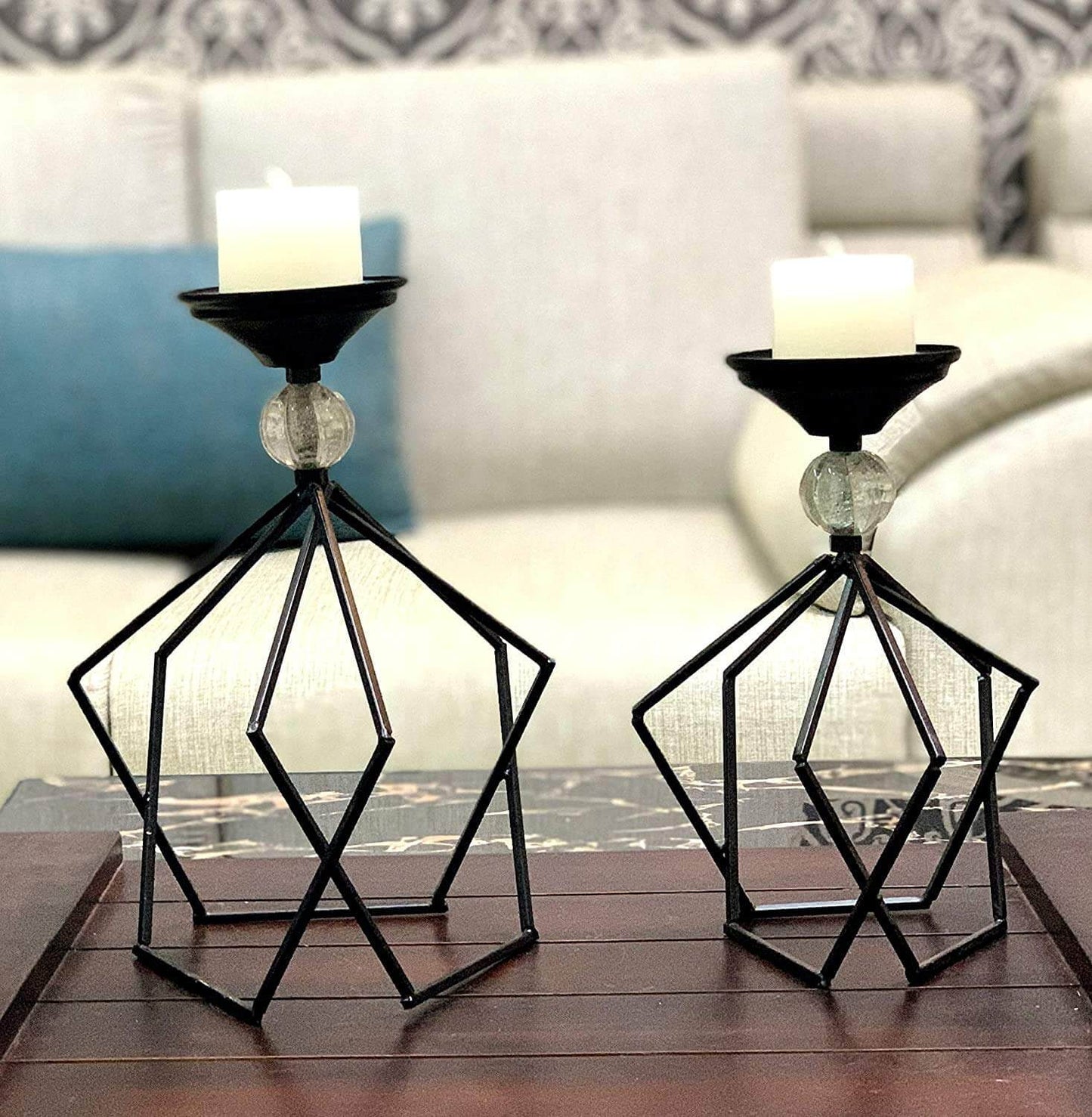 Pillar Candle Holder - Black Set of 2 CRB