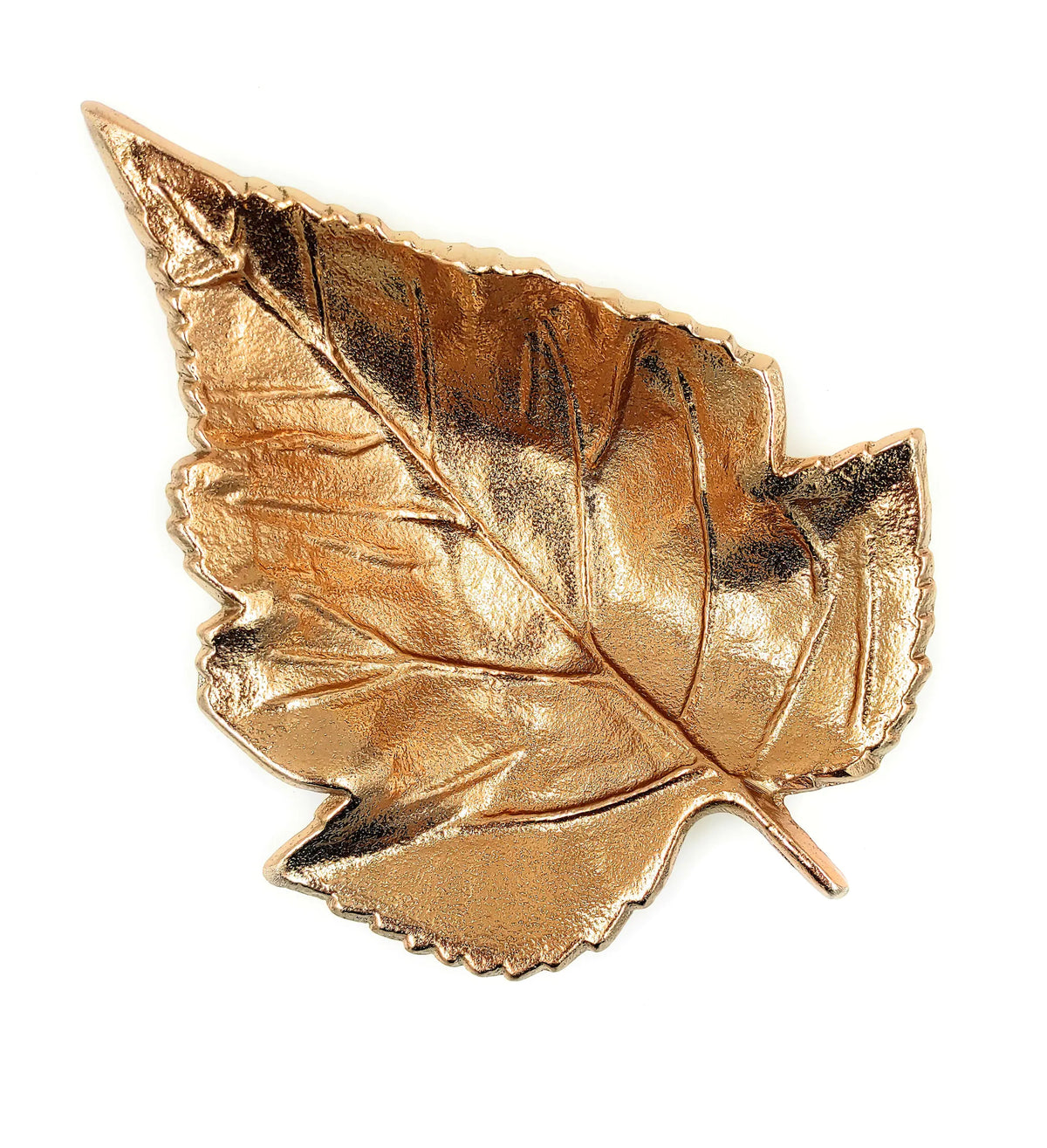 Maple Leaf Aluminium Metal Platter in Rosegold Finish - Small