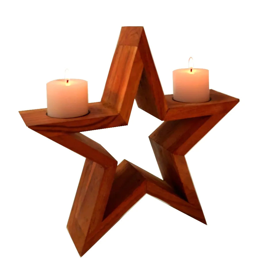 Wooden candle stand - Star