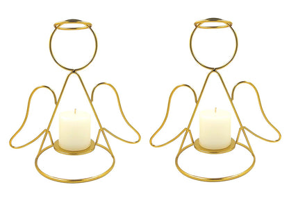 Golden Candle Holder for Table , Fairy candle stand- S/2
