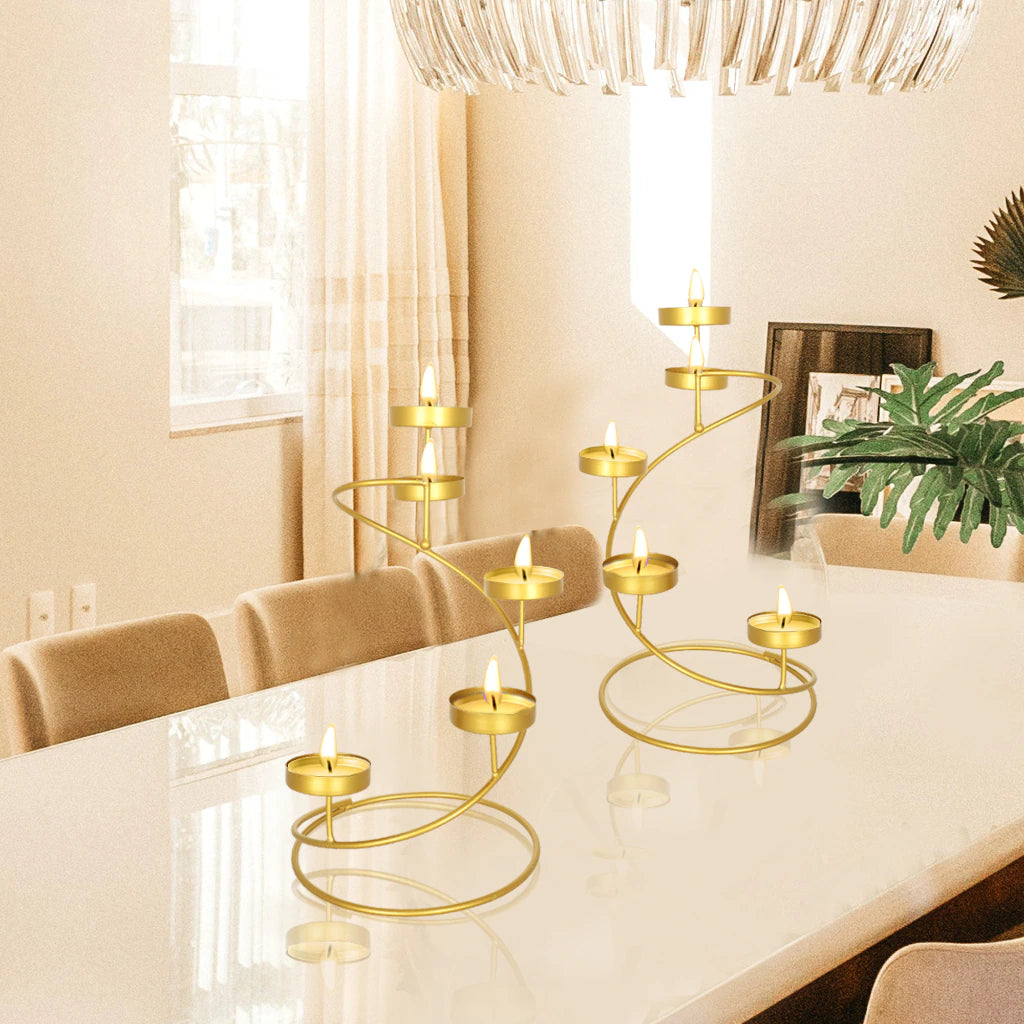 Spiral Golden Tealight Holder, Home Decor, Event and Wedding Centerpiece
