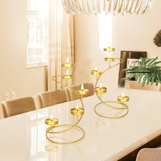 Spiral Golden Tealight Holder, Home Decor, Event and Wedding Centerpiece