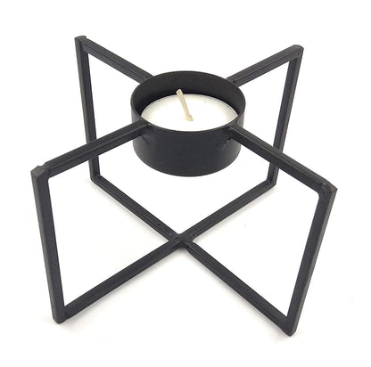 Tealight Holder for Home , Black Geometrical Tealight Holder