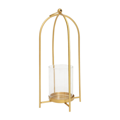 Golden Candle Holder for Home Decor with Glass - TL
