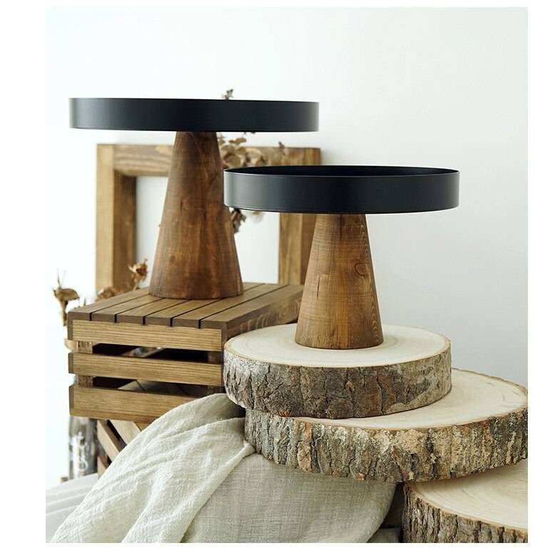 Rustic Wooden Cake Stand - Set of 2